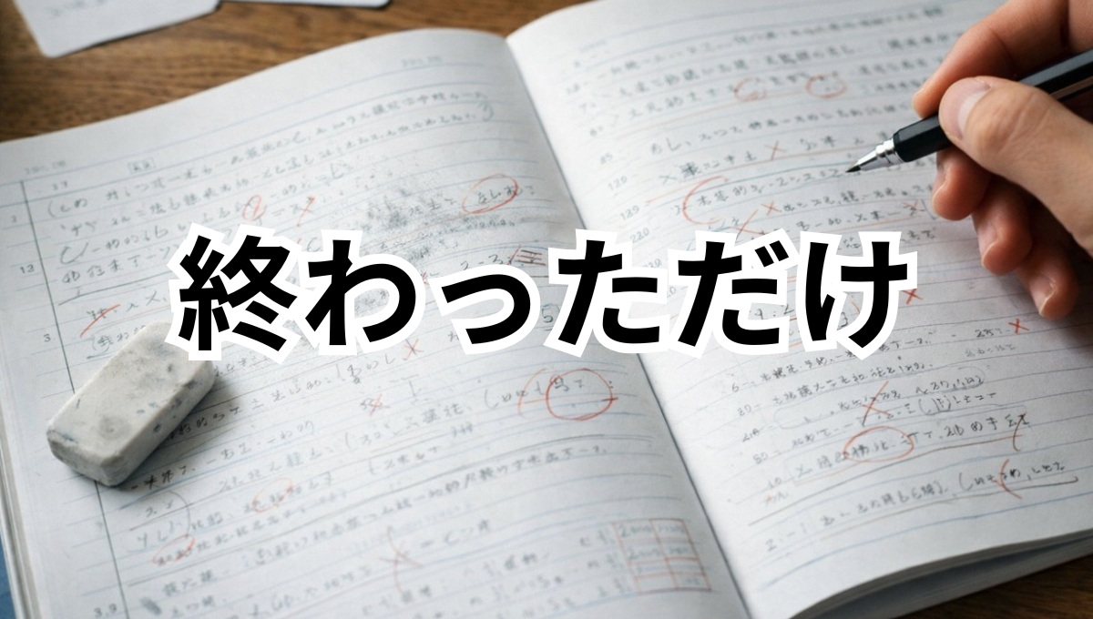 ワークを解いたが定着していない状態のノート