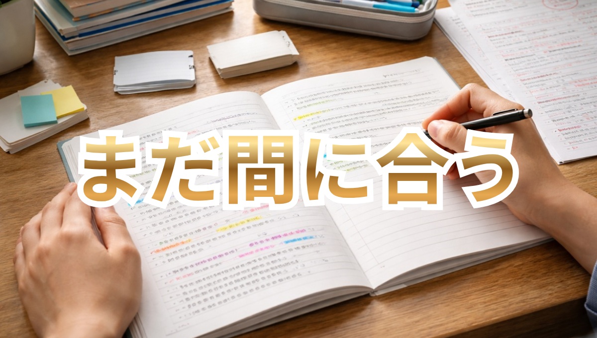 整理された学習環境で次の行動を始める中学生