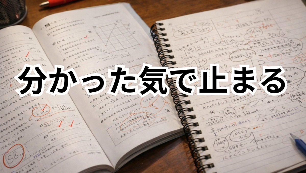 ワークを解いて理解した気になっている学習状態
