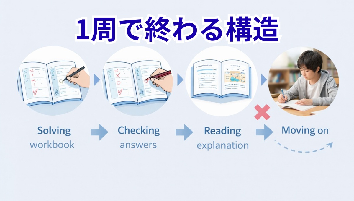 ワーク1周で終わる勉強の流れ図