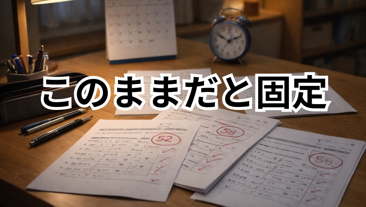 同じ点数が続いているテストのイメージ