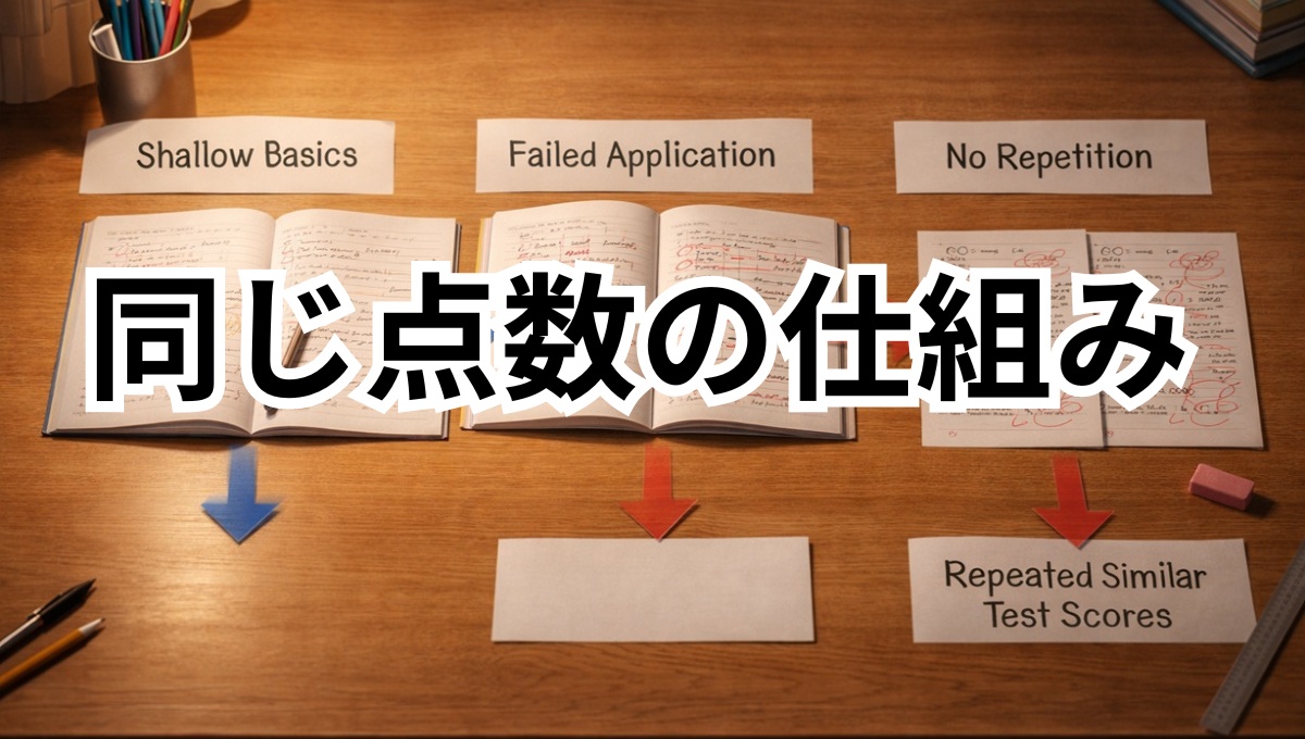 同じ点数を繰り返す学習構造のイメージ