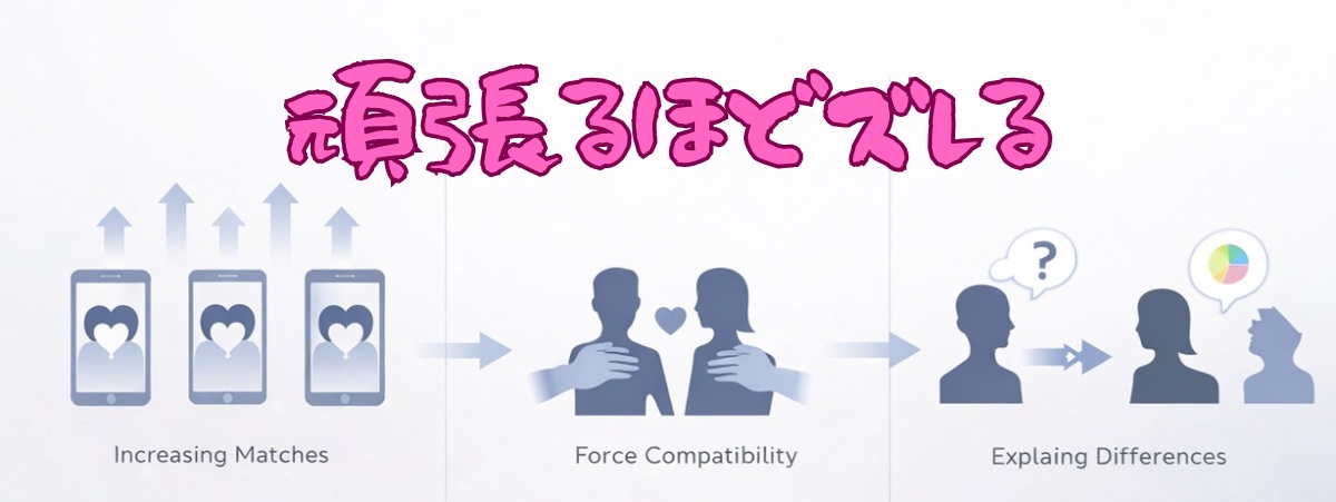 婚活で頑張るほど悪化する理由を示した図