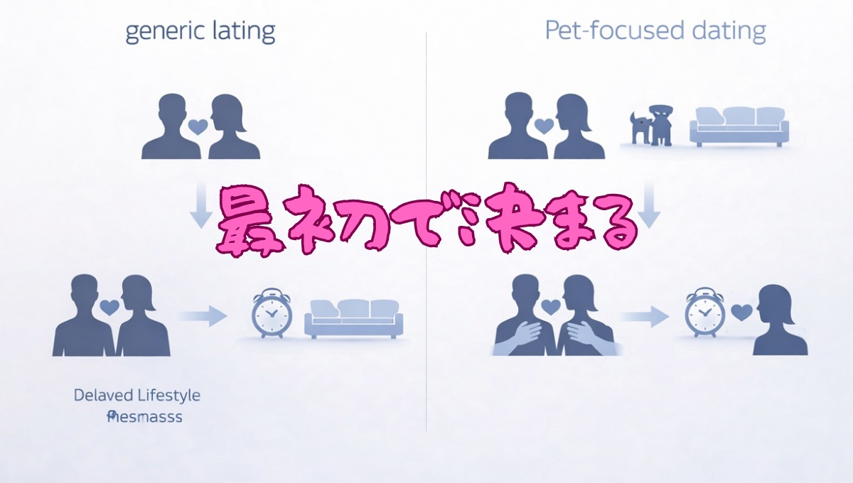 普通の婚活と猫好き前提の出会いの違い比較図