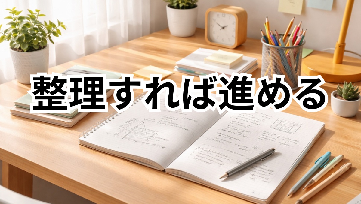 整理された勉強環境で次の一歩を踏み出すイメージ