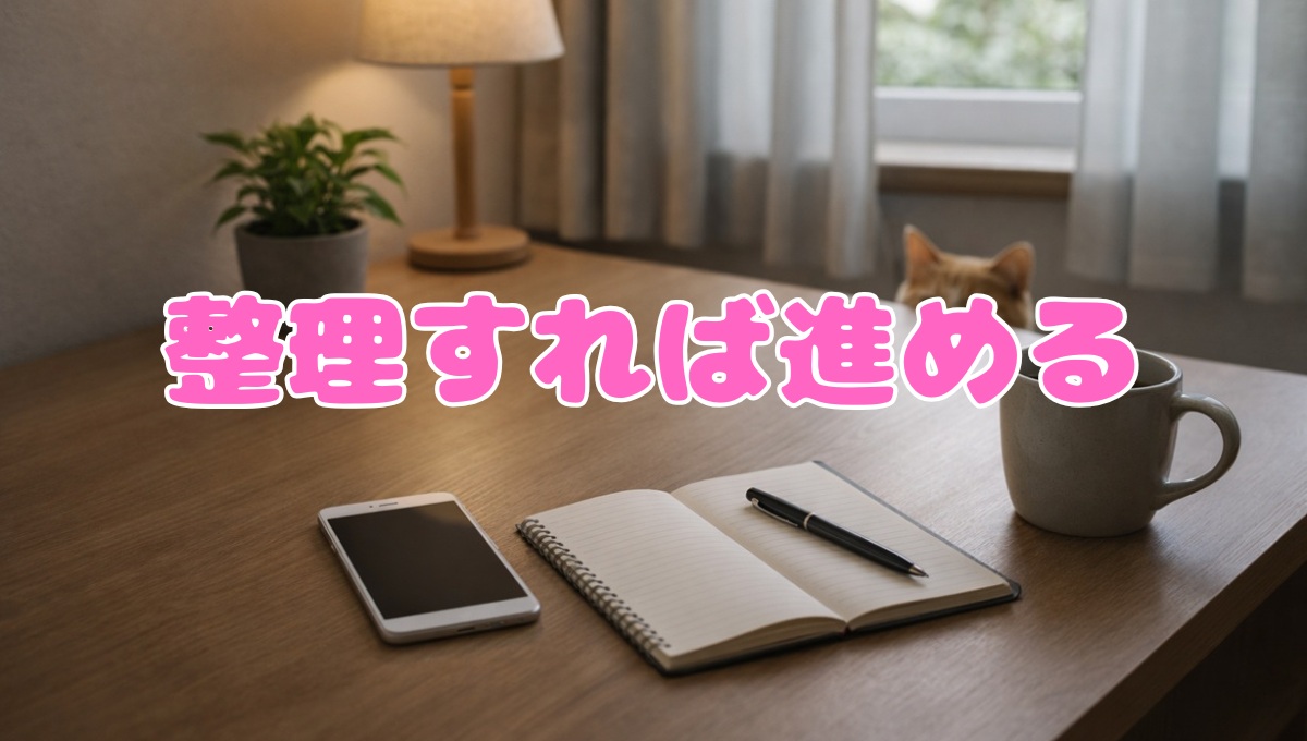整理された状態から行動に進むイメージ