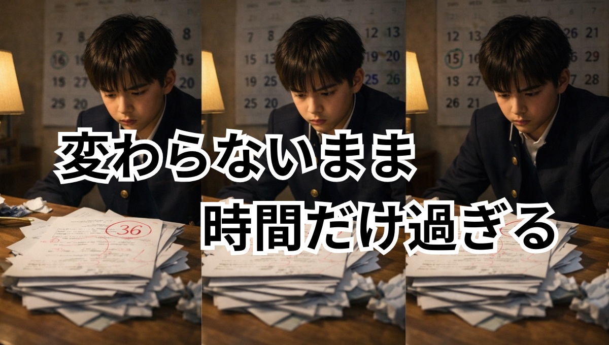 成績が変わらず時間だけが過ぎていく中学生の様子