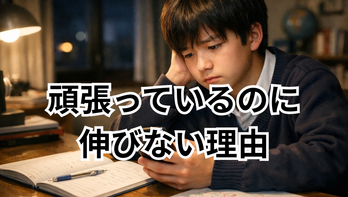 中学生がスマホと勉強の間で迷い成績が伸びない状態
