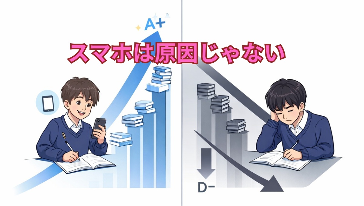 スマホの有無ではなく使い方で成績が変わる比較図