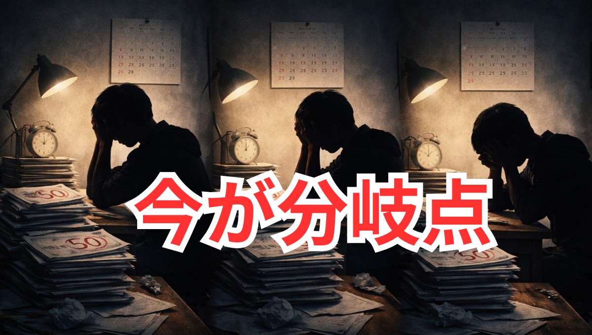 スマホ問題を放置して成績が下がっていく中学生のイメージ