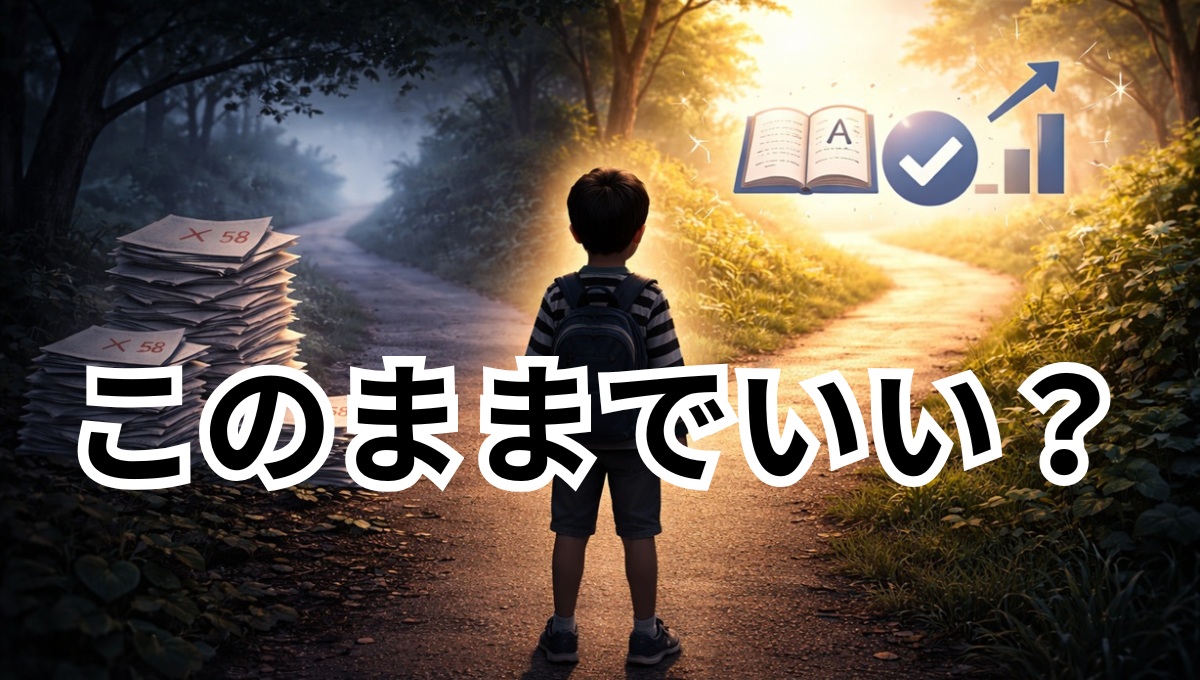 勉強のやり方で未来が分かれる分岐を表したイメージ