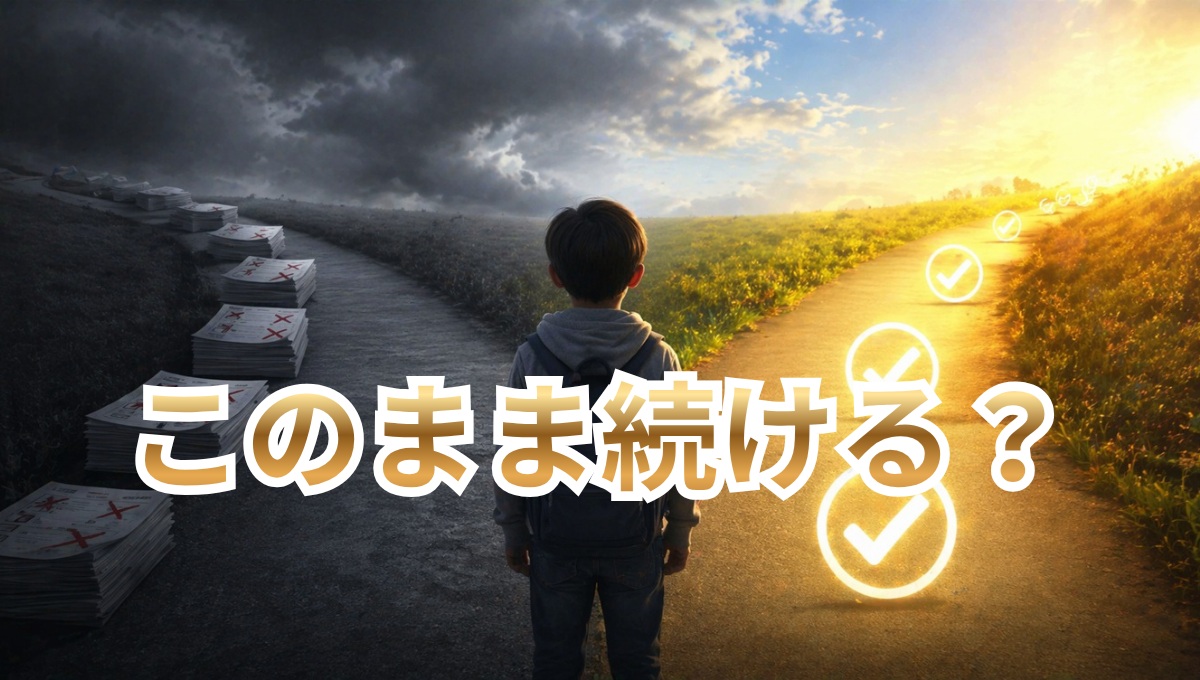 学習方法の違いで結果が分かれるイメージ