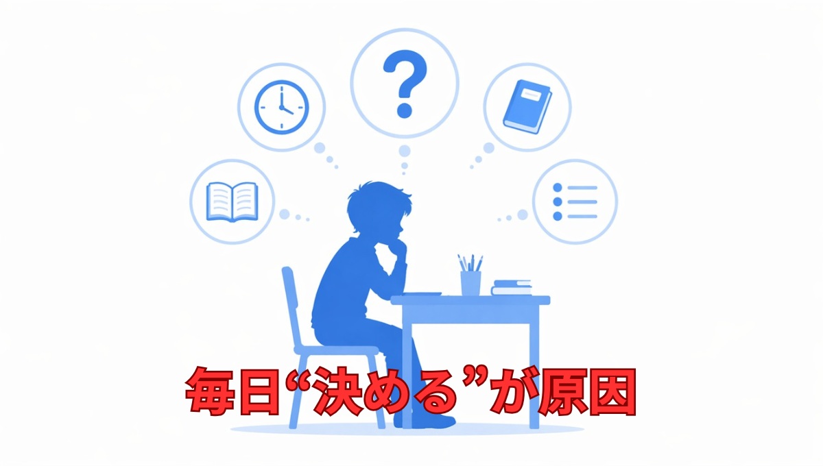 何をやるか決められず止まる小学生のイメージ