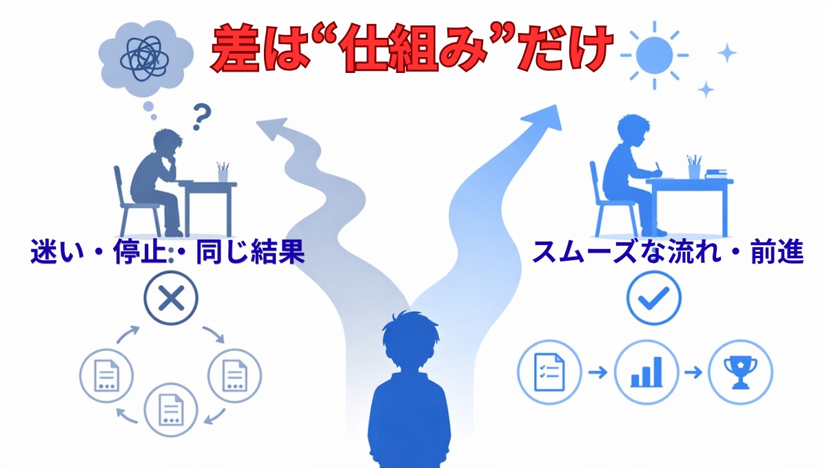 続く家庭と続かない家庭の違いの比較図