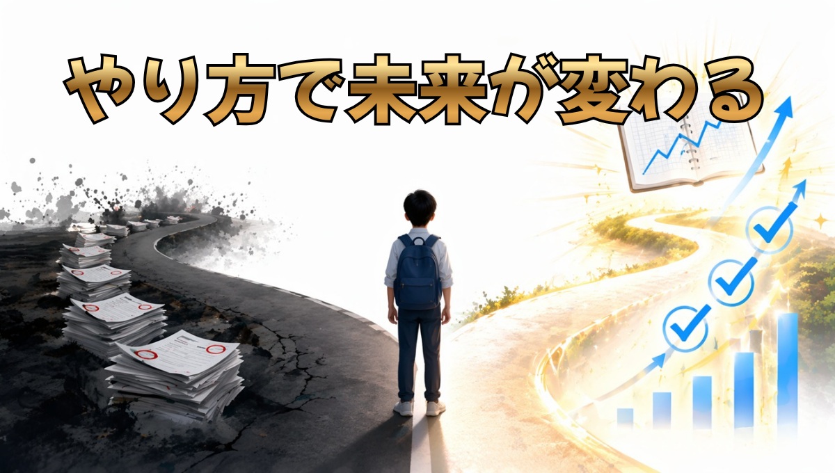 勉強方法の違いで成績が伸びる未来と停滞する未来の分岐