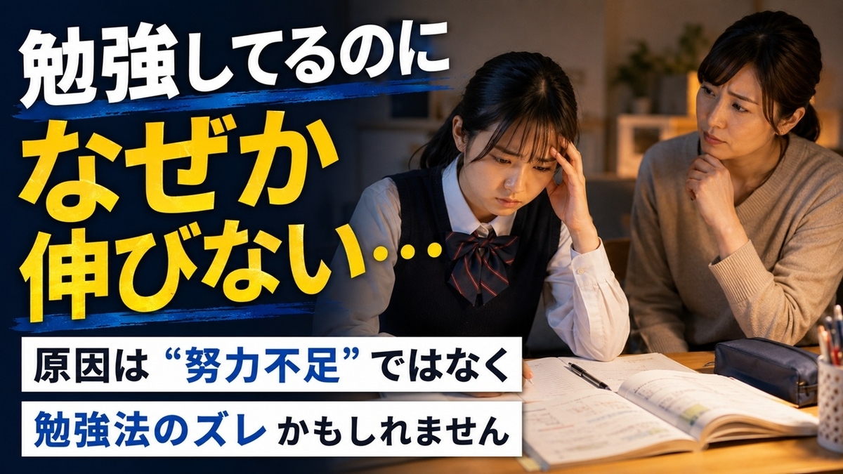 中学生の勉強法に悩む親子の家庭学習イメージ