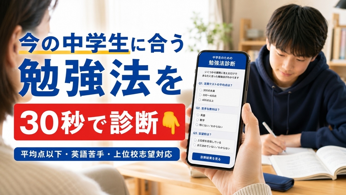 中学生向け通信教育診断への導線イメージ