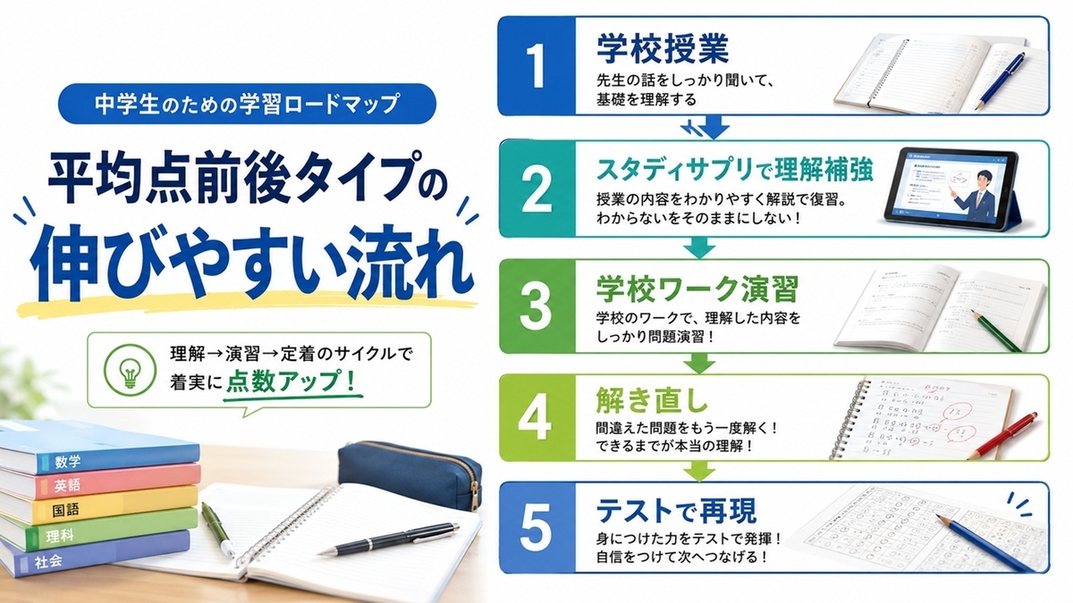 平均点前後タイプ向けの勉強フロー