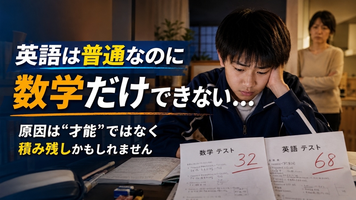 中学生で数学だけできない原因を解説する記事のヒーロー画像