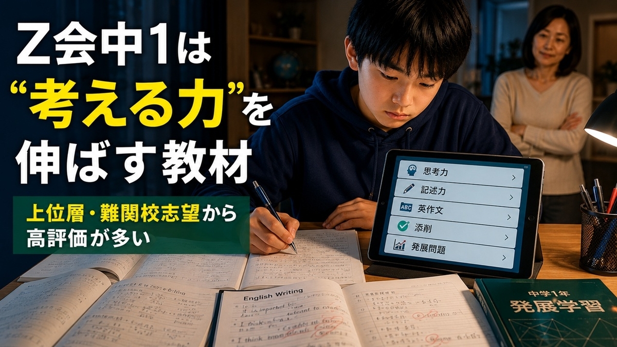 Z会中学1年生の口コミ・評判まとめ【2026年版】｜難関高校志望・思考力