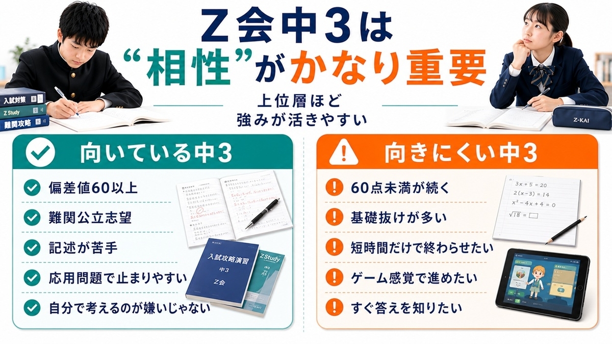 Z会中学3年生の口コミ・評判【2026年最新版】｜難関公立・高校受験に
