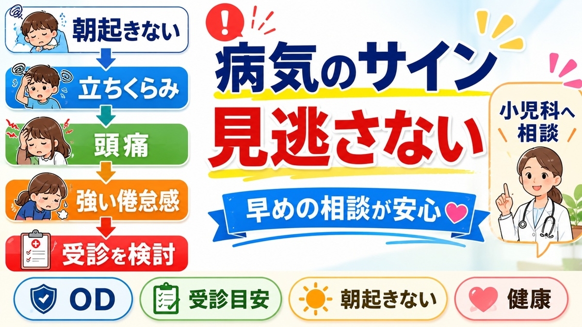 小学生の起床困難で起立性調節障害や睡眠時無呼吸を含め小児科へ相談する目安
