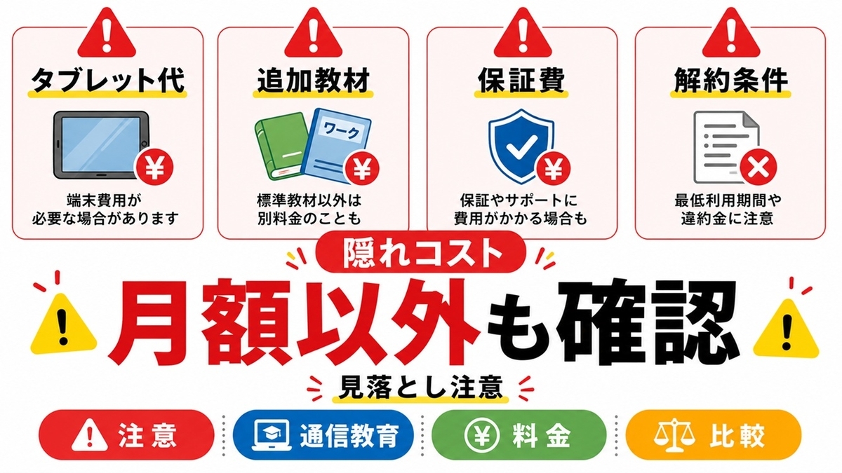 中学生の通信教育で見落としやすい追加費用一覧