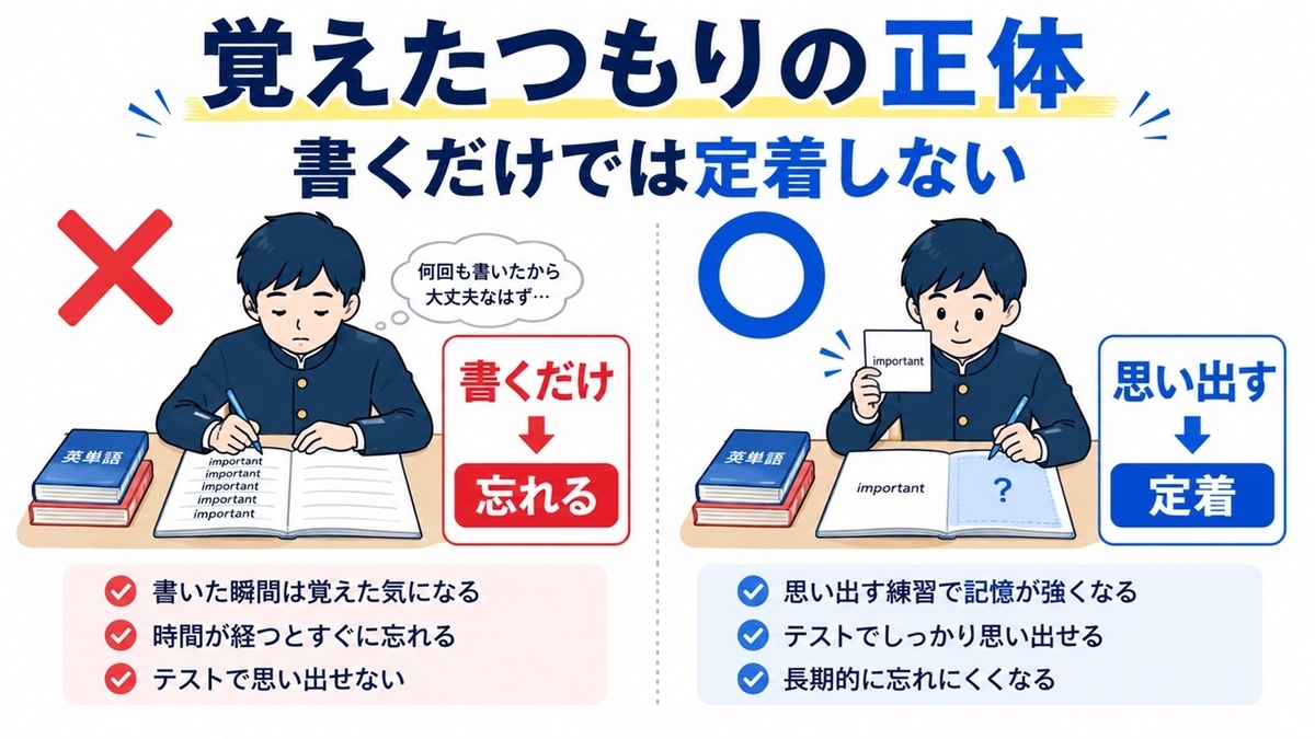 書いて覚える勉強法と思い出す勉強法の比較