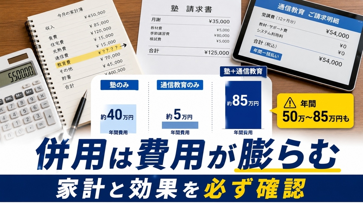 中学生の塾と通信教育を併用した場合の費用負担