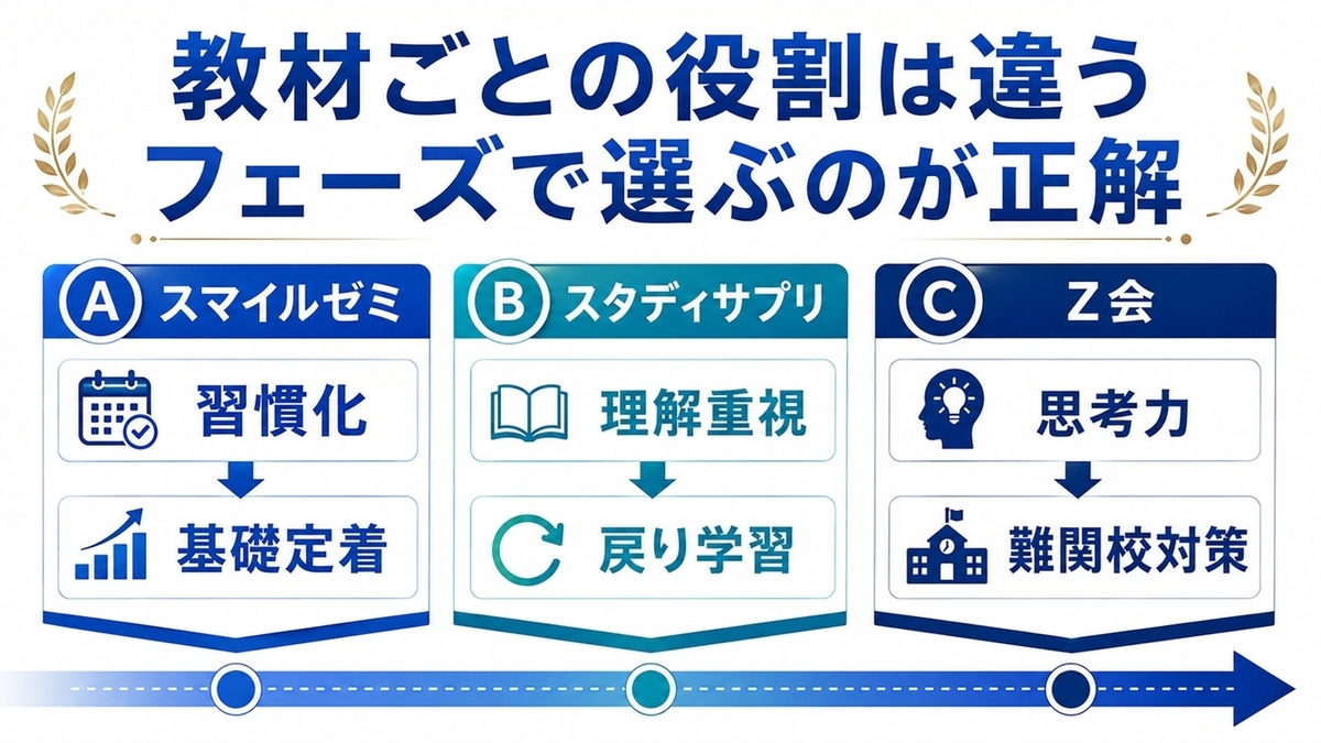 スマイルゼミとスタディサプリとZ会の違い比較