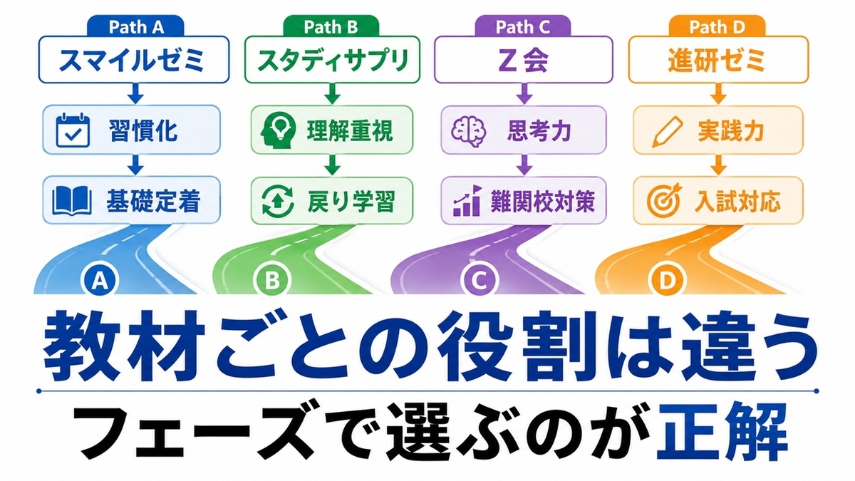 スタディサプリとスマイルゼミとZ会の違い