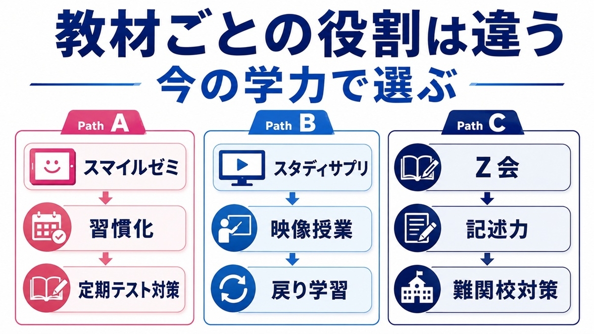 スマイルゼミとスタディサプリとZ会の違い比較