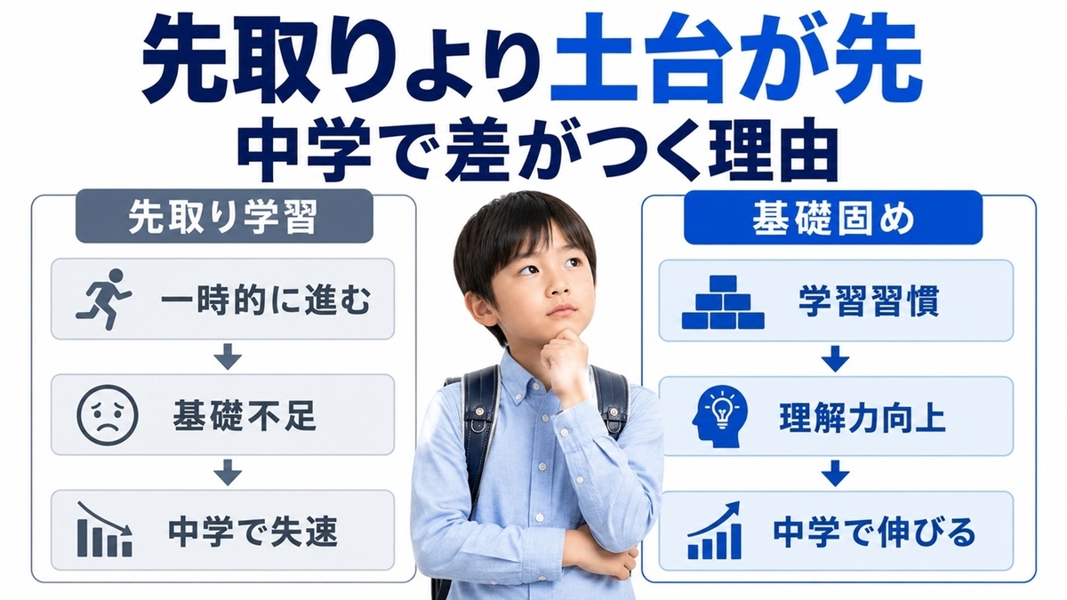 中学準備の先取り学習と基礎固めの比較