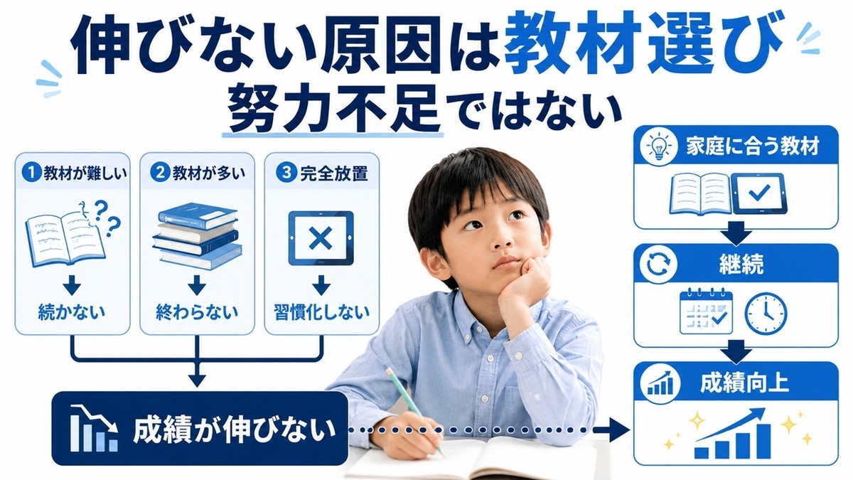 塾なし家庭学習で失敗する教材選びの原因
