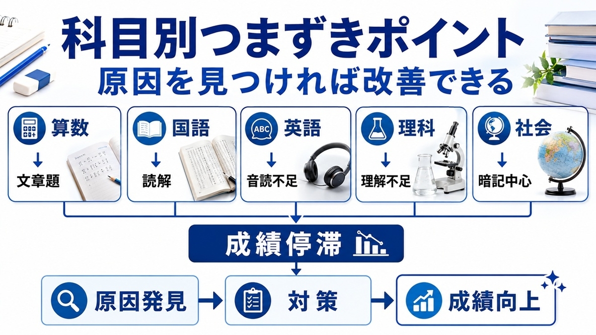 小学生の科目別つまずきポイント一覧