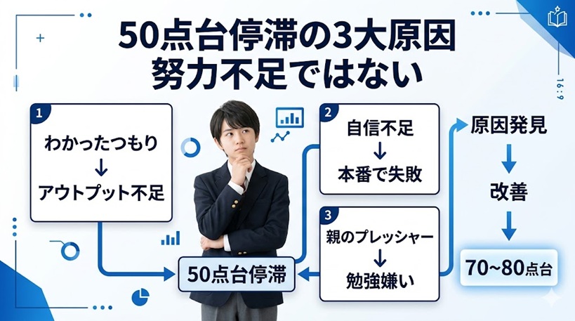 定期テスト50点台で停滞する3つの原因