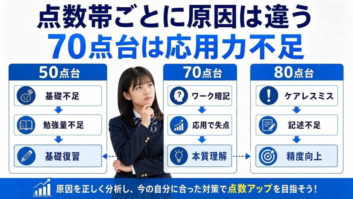 50点台・70点台・80点台の成績停滞原因の違い