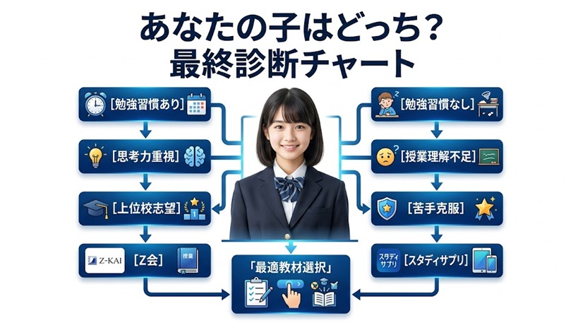 Z会とスタディサプリの最終診断チャート
