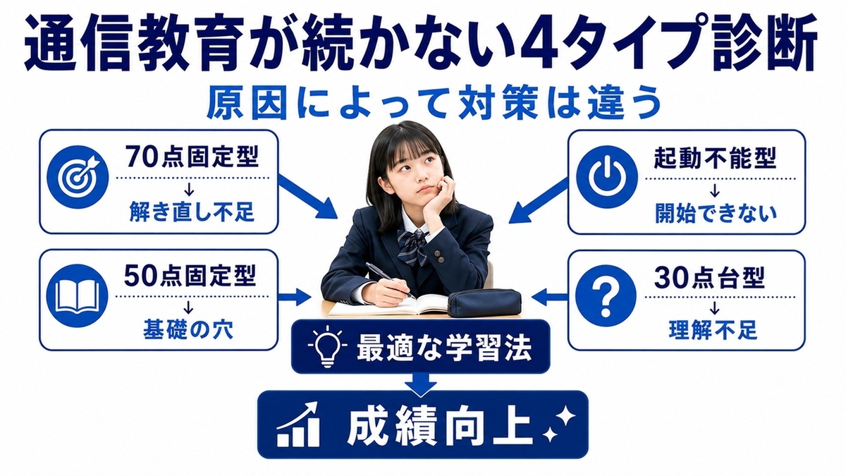 通信教育が続かない中学生の4タイプ診断