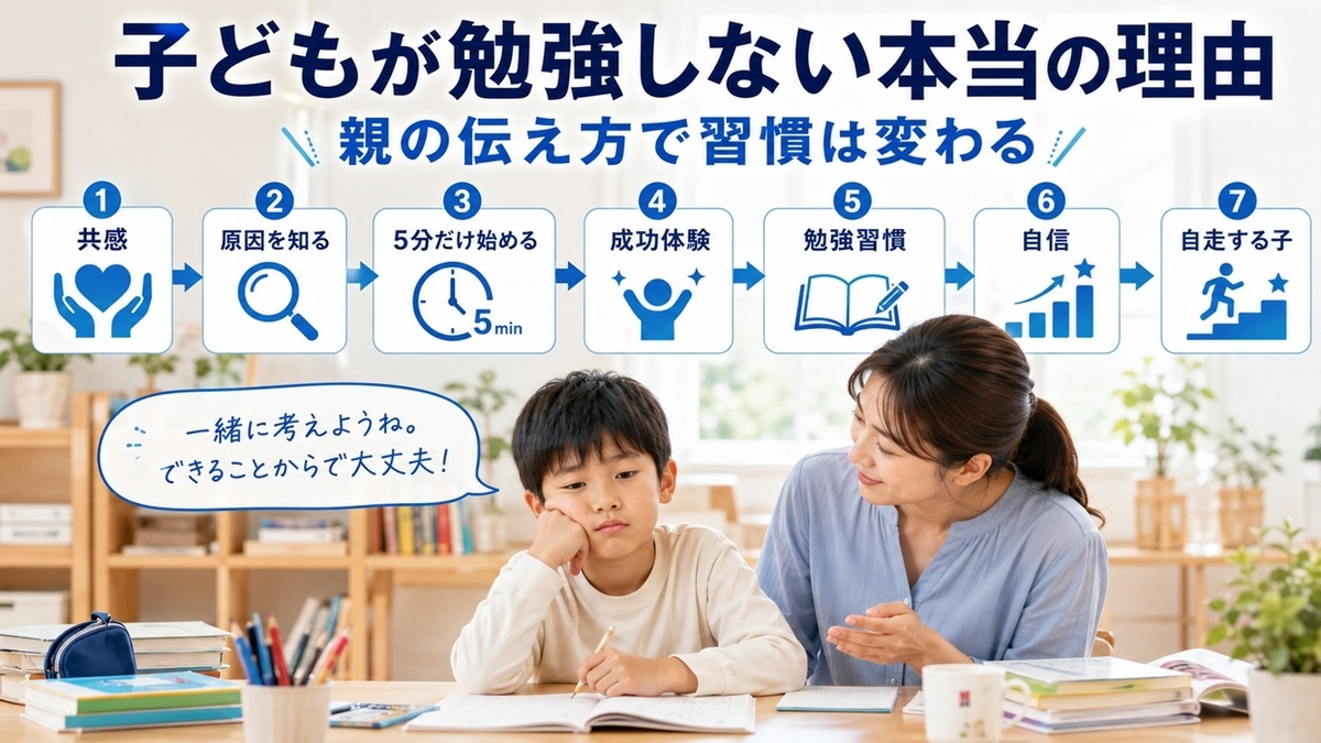 子どもが勉強しない5つの原因と家庭学習を習慣化する7ステップ