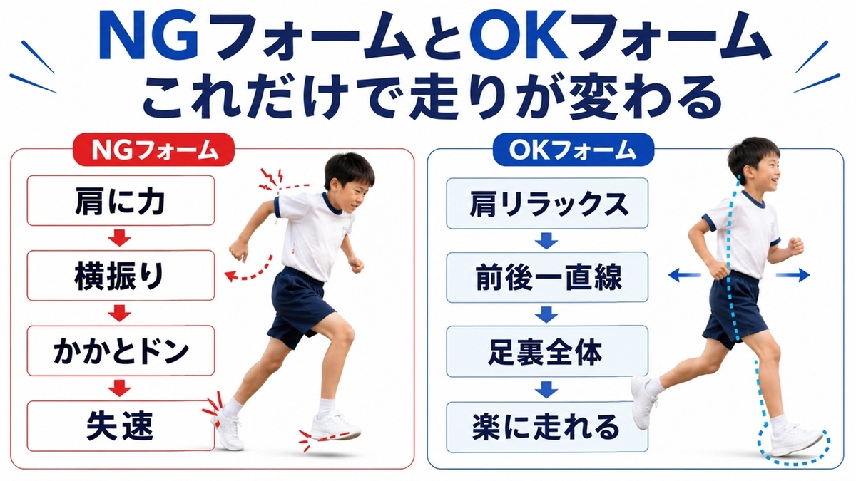 持久走で疲れやすい動きと確認する動きの比較