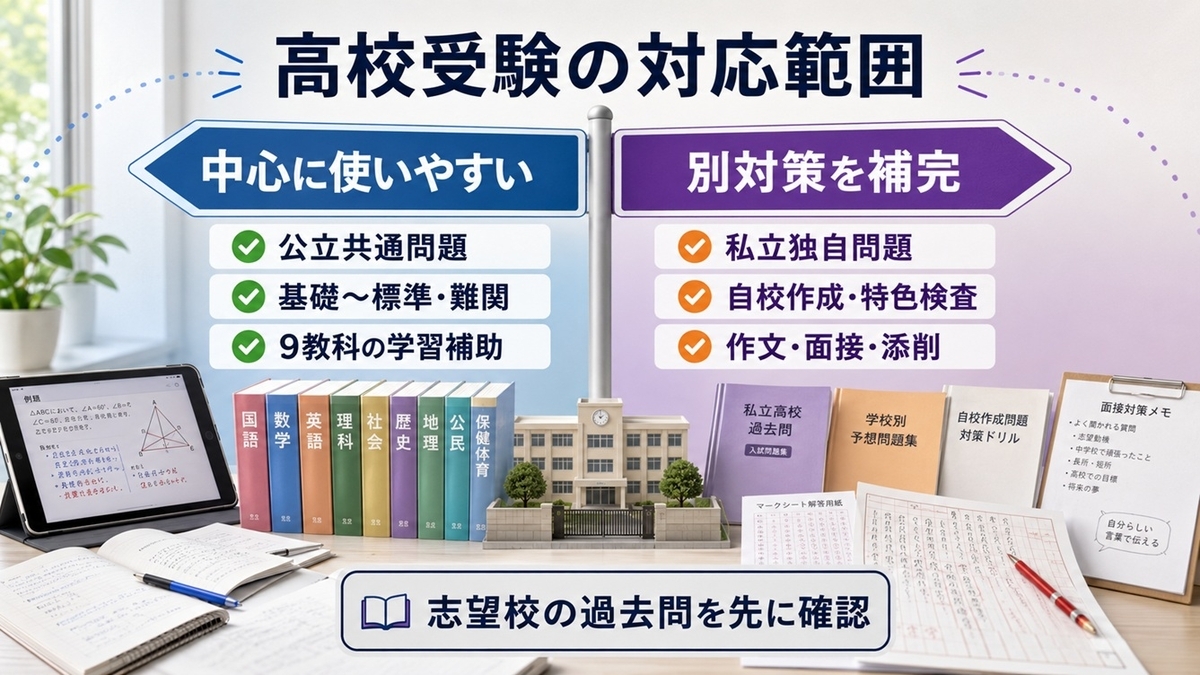 スタディサプリ中学講座で対策しやすい公立共通問題と補完が必要な私立独自問題