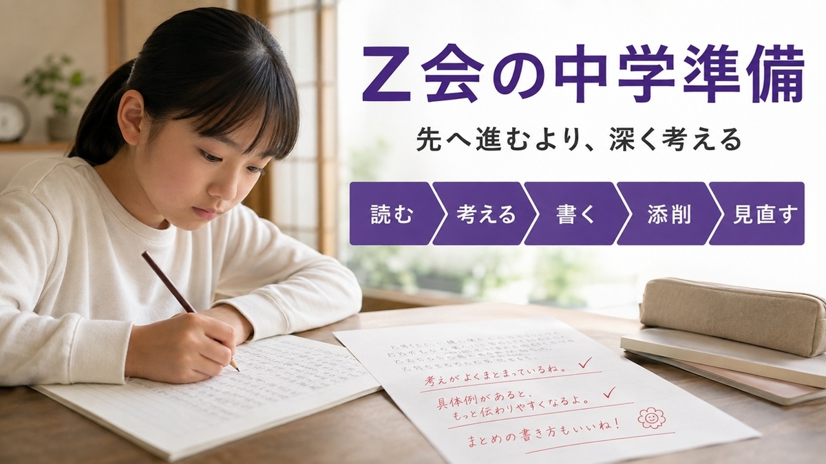 Z会小学生コースで読解思考記述添削を深める学習イメージ