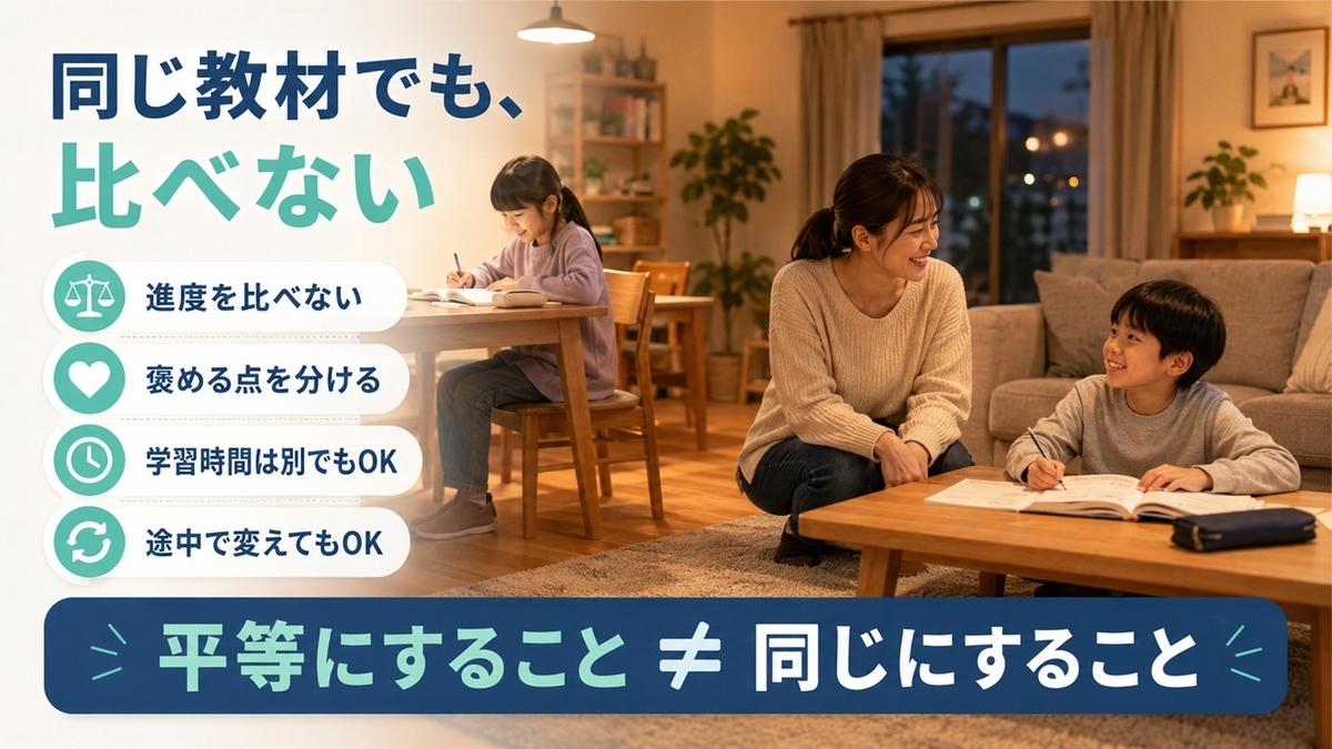 兄弟で同じ教材を使っても進度を比較しない4つの家庭学習ルール