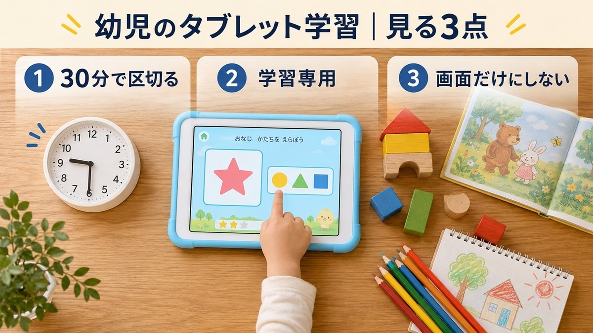 幼児のタブレット学習で確認する30分制限・学習専用・実物体験の3ポイント