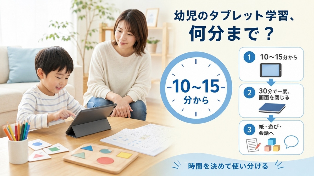 幼児のタブレット学習を10〜15分から始め紙教材や遊びと使い分ける親子