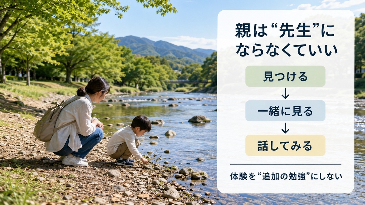 自然遊びの中で親子の会話から子どもの興味を広げる家庭体験