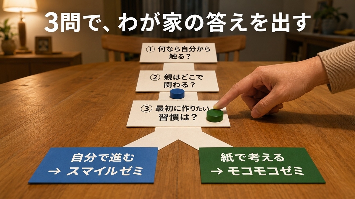 スマイルゼミ幼児とモコモコゼミを3つの質問で選ぶ判断チェック