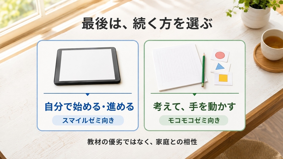 スマイルゼミ幼児とモコモコゼミを家庭で続けやすい学び方から選ぶ最終比較