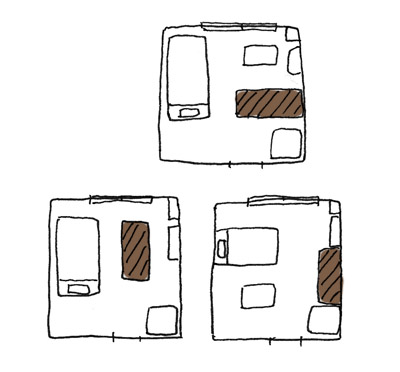 机の配置パターンのイラスト